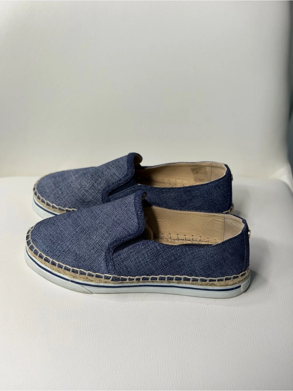 Jimmy Choo Navy Blue Slip-On Espadrilles